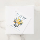 ティーカップイエローブルーフラワーズ100誕生日 フェイバータグ (インサイチュ)