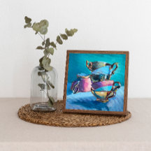 ティーカップカラフルポスタープリント