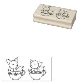 ティーカップキツネ – カップ内の赤ちゃん動物 ラバースタンプ (押印)