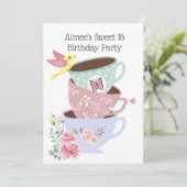 ティーカップスウィート16バースデーパーティー 招待状 (スタンド正面)