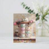 ティーカップステアポットセットキッチン ポストカード (スタンド正面)