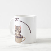ティーカップタビー猫 かわいい子猫 お茶好き アート コーヒーマグカップ (正面左)