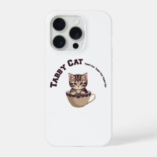 ティーカップタビー猫 かわいい子猫 お茶好き アート iPhone 15 PROケース