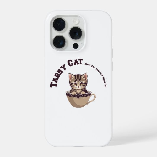 ティーカップタビー猫 かわいい子猫 お茶好き アート iPhoneケース (裏面)