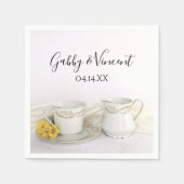 ティーカップデイジー結婚ズ スタンダードカクテルナプキン (正面)
