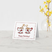 ティーカップハッピーバースデーグリーティングカード カード (黄色い花)