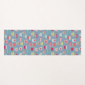 ティーカップパターンブルー ヨガマット (正面(横))