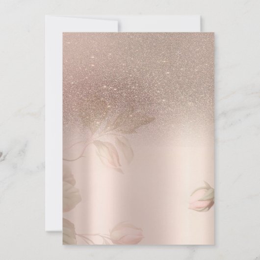 ティーカップフラワーズグリッターバラ金ゴールド退職パーティー 招待状 (裏面)