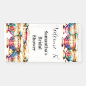 ティーカップフローラハイティーブライダルシャワーティーパティー 横断幕 (横)