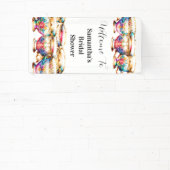 ティーカップフローラハイティーブライダルシャワーティーパティー 横断幕 (インサイチュ)