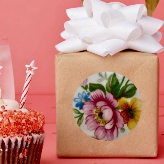 ティーカップフローラブーケシール ラウンドシール