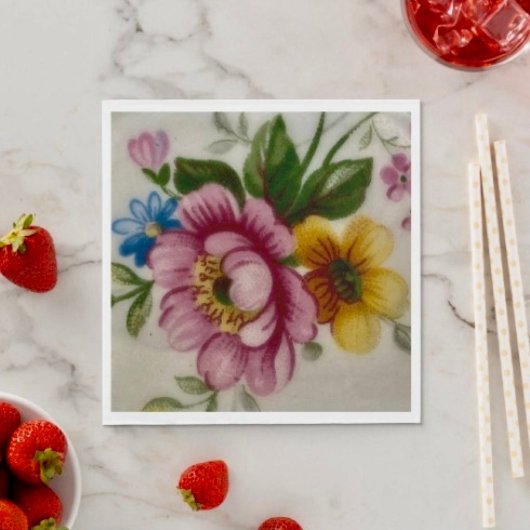 ティーカップフローラブーケペーパーナプキン スタンダードランチョンナプキン