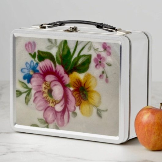 ティーカップフローラブーケメタルボックス メタルランチボックス