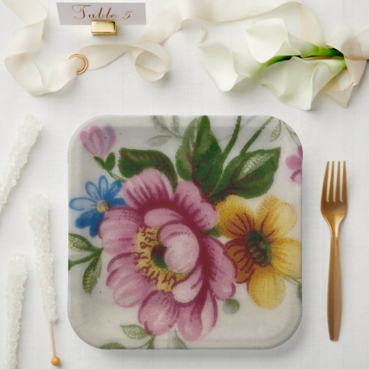 ティーカップフローラブーケ紙プレート ペーパープレート (ウェディング)