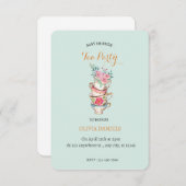 ティーカップフローラベビーシャワーティーパーティの招待状 招待状 (正面/裏面)