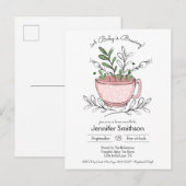 ティーカップフローラ手描き紅茶パーティーベビーシャワー ポストカード (正面/裏面)