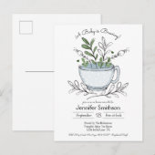 ティーカップフローラ手描き紅茶パーティーベビーシャワーPos ポストカード (正面/裏面)