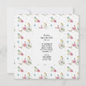 ティーカップブライダルシャワーの招待でピンクのバラ 招待状 (裏面)