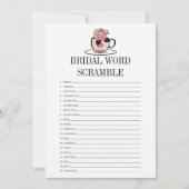 ティーカップブライダルシャワーワードスクランブルゲームカード 招待状 (正面)