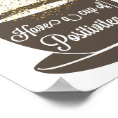 ティーカップブラウンイエロー金ゴールド感動的引用文 ポスター (角)