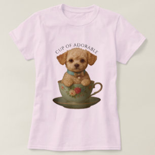 ティーカッププードル かわいい 子犬 薔薇 愛らしい ペット Tシャツ