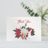 ティーカップポイントセティアラビットクリスマス サンキューカード (スタンド正面)