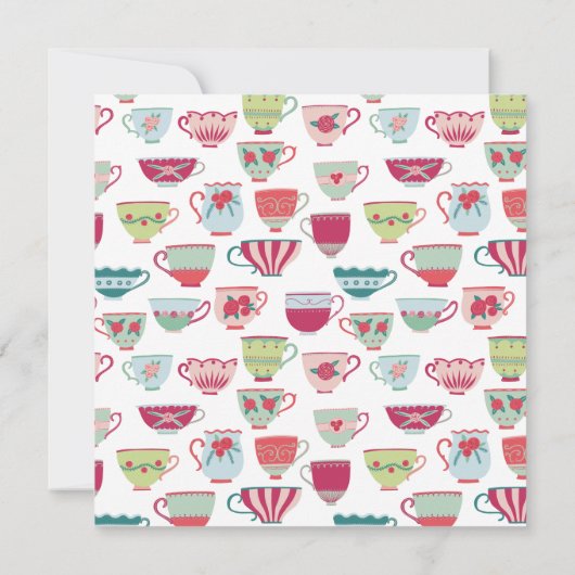 ティーカップモダンヴィンテージ結婚夕べ 招待状 (裏面)