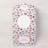 ティーカップモダンヴィンテージ結婚式 オールインワン招待状 (外側)