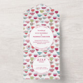 ティーカップモダンヴィンテージ結婚式 オールインワン招待状 (内側)