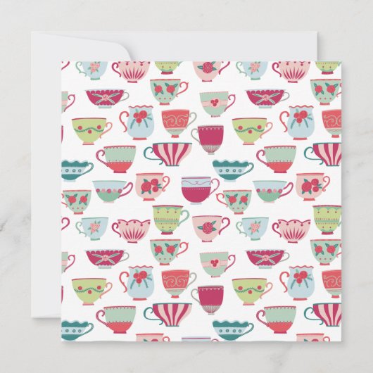 ティーカップモダンヴィンテージ結婚式 招待状 (裏面)