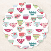 ティーカップモダンヴィンテージ ペーパーコースター (正面)