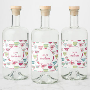 ティーカップモダンヴィンテージ リキュールボトルラベル