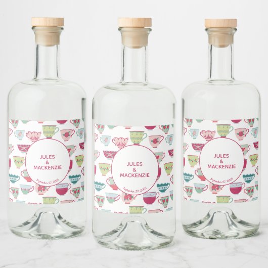 ティーカップモダンヴィンテージ リキュールボトルラベル (ボトル)