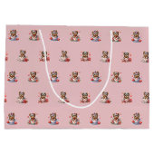 ティーカップヨークシャーテリアバレンタインデー – ピンク ラージペーパーバッグ (裏面)