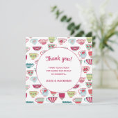 ティーカップヴィンテモダンージウェディングサンキューカード サンキューカード (スタンド正面)