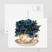 ティーカップヴィンテージアートの花 ポストカード (正面/裏面)