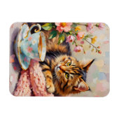 ティーカップ入り猫 マグネット (横)