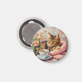 ティーカップ入り猫 マグネット (正面/裏面)