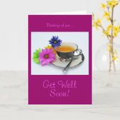 ティーカップ及びデイジー: すぐによく得て下さい! カード (黄色い花)