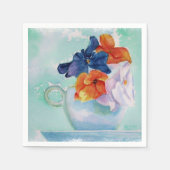 ティーカップ紙ナプキンのパンジー スタンダードカクテルナプキン (正面)