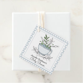 ティーカップ茶パーティー赤ちゃんシャワーありがとうメッセージカード フェイバータグ