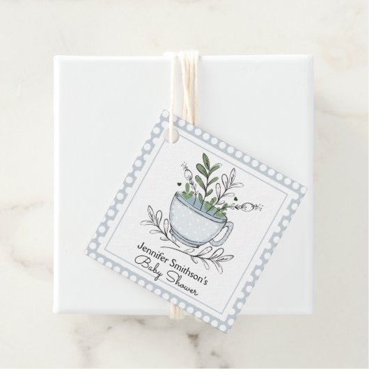 ティーカップ茶パーティー赤ちゃんシャワーありがとうメッセージカード フェイバータグ (インサイチュ)