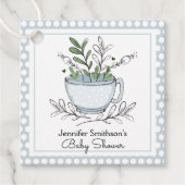 ティーカップ茶パーティー赤ちゃんシャワーありがとうメッセージカード フェイバータグ (正面)