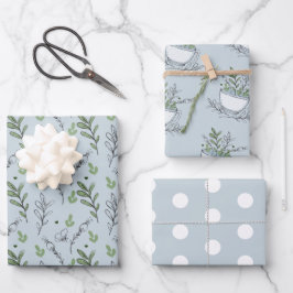 ティーカップ茶パーティー赤ちゃんシャワー ラッピングペーパーシート