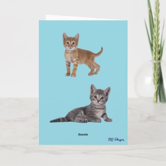 ティーカップ虎猫折り畳みグリーティングカード カード (裏面)