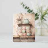 ティーカップ&ティーポットセッ素朴ト ポストカード (スタンド正面)