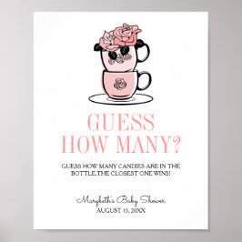 ティーカップ&フラワーベビーシャワーいくつゲーム ポスター