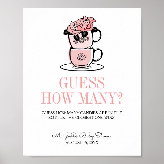 ティーカップ&フラワーベビーシャワーいくつゲーム ポスター (正面)