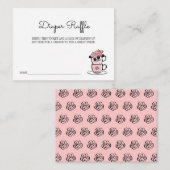 ティーカップ&フラワーベビーシャワーおむつラッフルチケット エンクロージャーカード (正面/裏面)