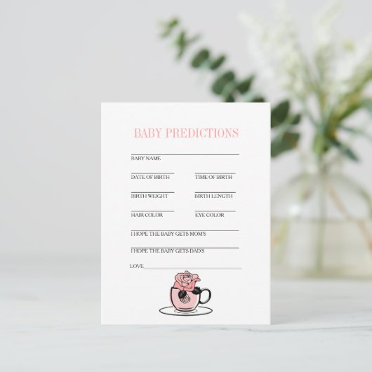 ティーカップ&フラワーベビーシャワーベビー予測ゲーム 案内ポストカード (スタンド正面)